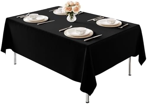 1 Pack 60 x 84 Inch Tablecloths Rectangle Black in 60 x 84 Inch in Black