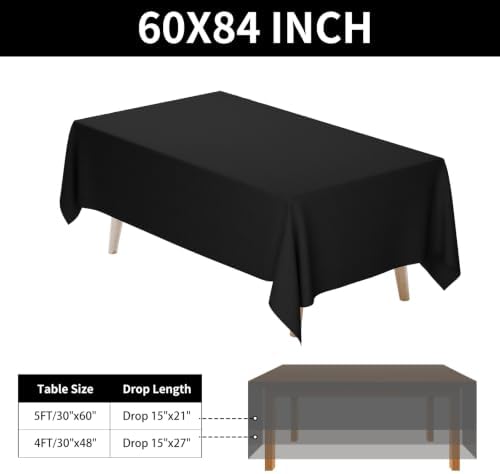 1 Pack 60 x 84 Inch Tablecloths Rectangle Black in 60 x 84 Inch in Black, alternate view 3