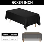 1 Pack 60 x 84 Inch Tablecloths Rectangle Black in 60 x 84 Inch in Black, alternate view 3