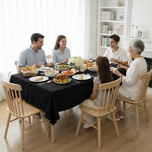 1 Pack 60 x 84 Inch Tablecloths Rectangle Black in 60 x 84 Inch in Black, alternate view 5