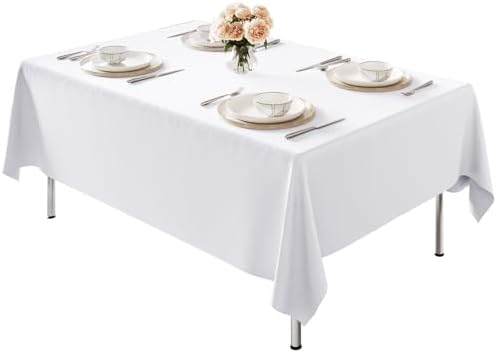 1 Pack 60 x 84 Inch Tablecloths Rectangle White in 60 x 84 Inch in White