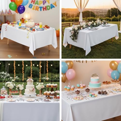 1 Pack 60 x 84 Inch Tablecloths Rectangle White in 60 x 84 Inch in White, alternate view 7