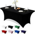 1 Pack 6FT Black Spandex Table Cloth 72 x 30 Inch in 72 x 30 Inch