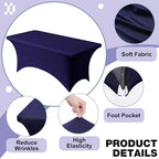 1 Pack 6FT Navy Blue Spandex Table Cloth 72 x 30 Inch in 72 x 30 Inch, alternate view 2