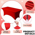 1 Pack 6FT Red Spandex Table Cloth 72 x 30 Inch in 72 x 30 Inch, alternate view 3