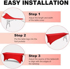 1 Pack 6FT Red Spandex Table Cloth 72 x 30 Inch in 72 x 30 Inch, alternate view 5