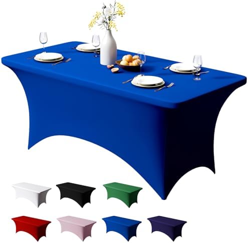 1 Pack 8FT Royal Blue Spandex Table Cloth 96 x 30 Inch in 96 x 30 Inch