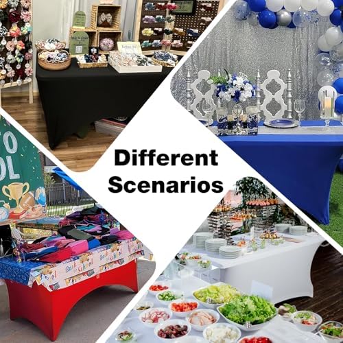 1 Pack 8FT Royal Blue Spandex Table Cloth 96 x 30 Inch in 96 x 30 Inch, alternate view 6