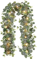 1 Pack Artificial Eucalyptus Garland with Lights, 6FT Artificial Greenery Summer Garlands, Battery Operated Twig