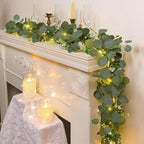 1 Pack Artificial Eucalyptus Garland with Lights, 6FT Artificial Greenery Summer Garlands, Battery Operated Twig, alternate