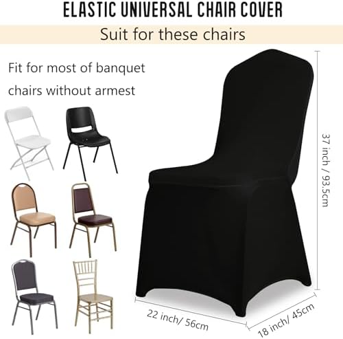 1 Pack Black Stretch Polyester Spandex Chair Covers Universal Washable Removable Chair Slipcovers Protector for, alternate