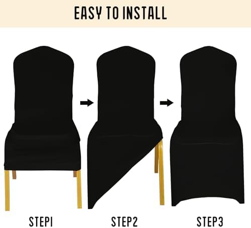 1 Pack Black Stretch Polyester Spandex Chair Covers Universal Washable Removable Chair Slipcovers Protector for, alternate