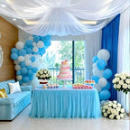 1-Pack Blue 2-in-1 Tulle Tablecloth for 5-Foot Rectangular Table in 60" x 28" (Rectangular) in Blue, alternate view 6