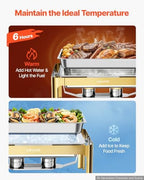 1 Pack Chafing Dish for Buffet Set, 13QT/12.3L Stainless Steel Chafer in Gold, alternate view 3