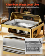 1 Pack Chafing Dish for Buffet Set, 13QT/12.3L Stainless Steel Chafer in Gold, alternate view 7