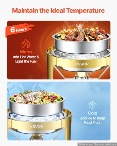 1 Pack Chafing Dish for Buffet Set, 6QT/ 5.7L Stainless Steel Chafer, alternate view 3