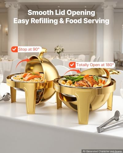 1 Pack Chafing Dish for Buffet Set, 6QT/ 5.7L Stainless Steel Chafer, alternate view 6