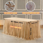 1-Pack Champagne 2-in-1 Tulle Tablecloth for 4-Foot Rectangular Table in 48" x 24" (Rectangular) in Champagne, alternate view