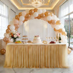 1-Pack Champagne 2-in-1 Tulle Tablecloth for 4-Foot Rectangular Table in 48" x 24" (Rectangular) in Champagne, alternate view