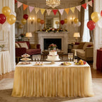 1-Pack Champagne 2-in-1 Tulle Tablecloth for 4-Foot Rectangular Table in 48" x 24" (Rectangular) in Champagne, alternate view