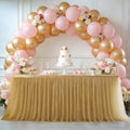 1-Pack Champagne 2-in-1 Tulle Tablecloth for 8-Foot Rectangular Table in 96" x 30" (Rectangular) in Champagne