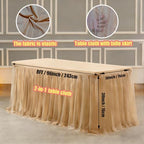 1-Pack Champagne 2-in-1 Tulle Tablecloth for 8-Foot Rectangular Table in 96" x 30" (Rectangular) in Champagne, alternate view