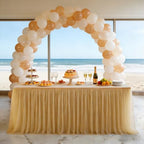 1-Pack Champagne 2-in-1 Tulle Tablecloth for 8-Foot Rectangular Table in 96" x 30" (Rectangular) in Champagne, alternate view