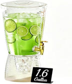 1 Pack Drink Dispenser for Parties 1.6 Gallon, Large 6L Plastic Water Dispenser, Juice Beverage Dispensers for