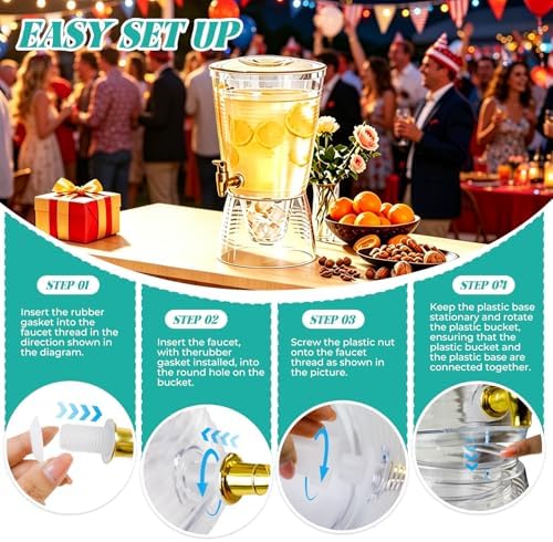 1 Pack Drink Dispenser for Parties 1.6 Gallon, Large 6L Plastic Water Dispenser, Juice Beverage Dispensers for, alternate