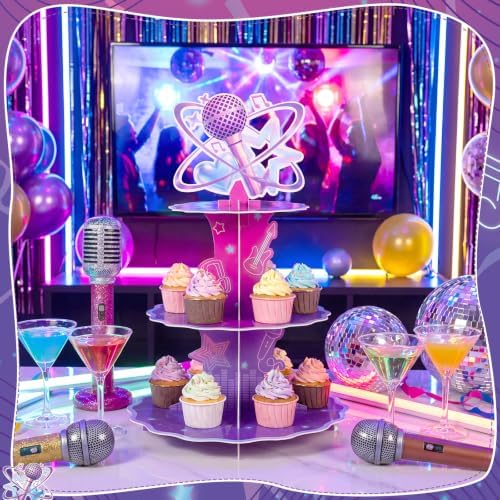 1 Pack Korean Cupcake Stand Singer Hunters Birthday Decorations in Purple, alternate view 2