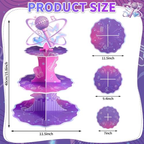 1 Pack Korean Cupcake Stand Singer Hunters Birthday Decorations in Purple, alternate view 3