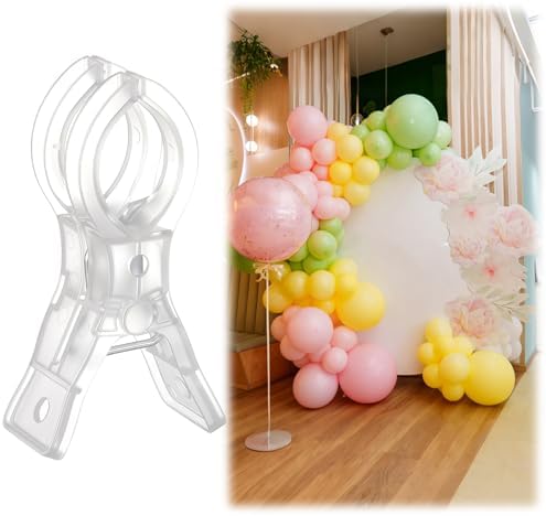 1 Pack Large Balloon Arch Clips Spring Clamp for Backdrop, Clear in Clear