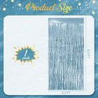 1 Pack Light Blue Fringe Backdrop, 3.2x8.2ft Shining Foil Tinsel Curtains, Birthday Party Decorations Door, alternate view 4