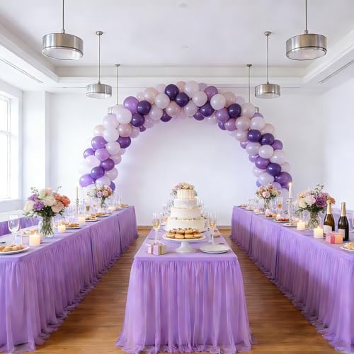 1-Pack Light Purple 2-in-1 Tulle Tablecloth for 8-Foot Rectangular Table in 96" x 30" (Rectangular) in Light, alternate view