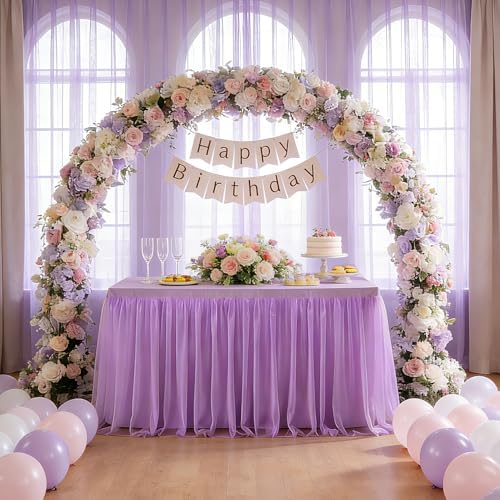1-Pack Light Purple 2-in-1 Tulle Tablecloth for 8-Foot Rectangular Table in 96" x 30" (Rectangular) in Light, alternate view