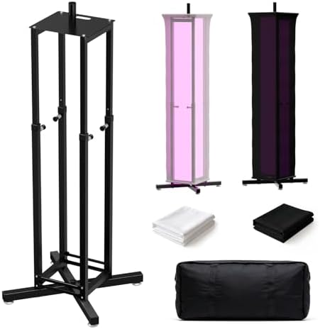 1-Pack Moving Head DJ Lights Stand - Adjustable DJ Totem Pole with Black & White Scrims, Wobble-Free Speaker