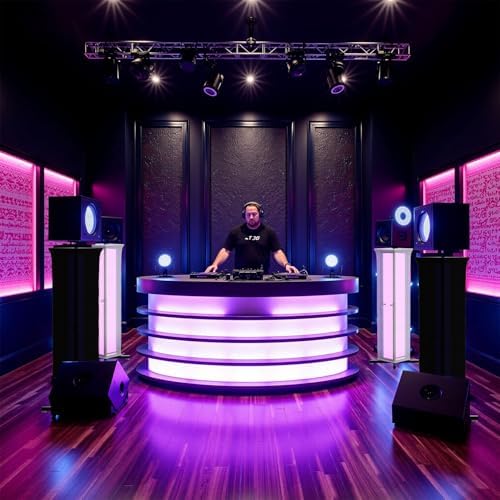 1-Pack Moving Head DJ Lights Stand - Adjustable DJ Totem Pole with Black & White Scrims, Wobble-Free Speaker, alternate view