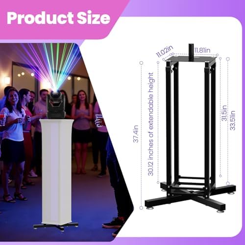 1-Pack Moving Head DJ Lights Stand - Adjustable DJ Totem Pole with Black & White Scrims, Wobble-Free Speaker, alternate view