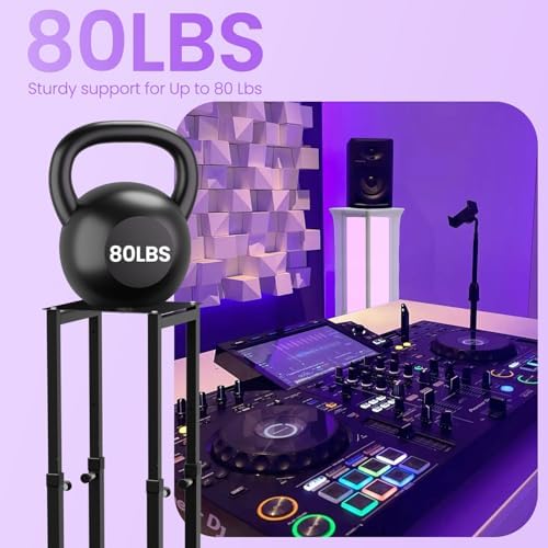 1-Pack Moving Head DJ Lights Stand - Adjustable DJ Totem Pole with Black & White Scrims, Wobble-Free Speaker, alternate view