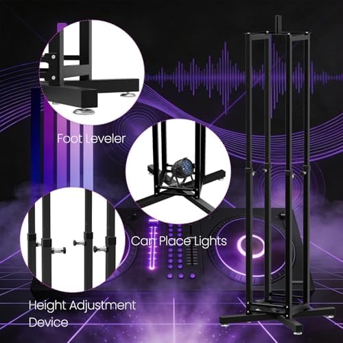 1-Pack Moving Head DJ Lights Stand - Adjustable DJ Totem Pole with Black & White Scrims, Wobble-Free Speaker, alternate view