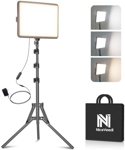 1-Pack Photography Lighting Kit, NiceVeedi 25W LED Video Light Kit, 2900-7000K Dimmable Studio Light with Tripod
