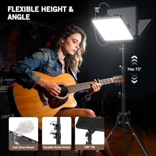 1-Pack Photography Lighting Kit, NiceVeedi 25W LED Video Light Kit, 2900-7000K Dimmable Studio Light with Tripod, alternate