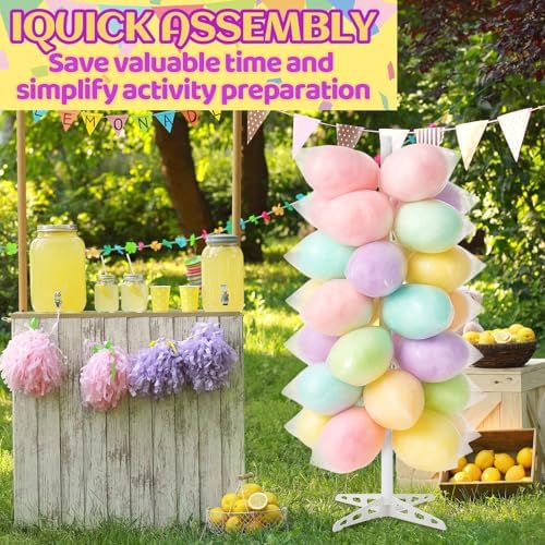 1 Pack Plastic Cotton Candy Stand 5.25 ft Tall Cake Pop Stand with 48 Holes Adjustable Cotton Candy Floor, alternate view 4