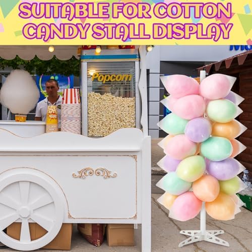 1 Pack Plastic Cotton Candy Stand 5.25 ft Tall Cake Pop Stand with 48 Holes Adjustable Cotton Candy Floor, alternate view 5