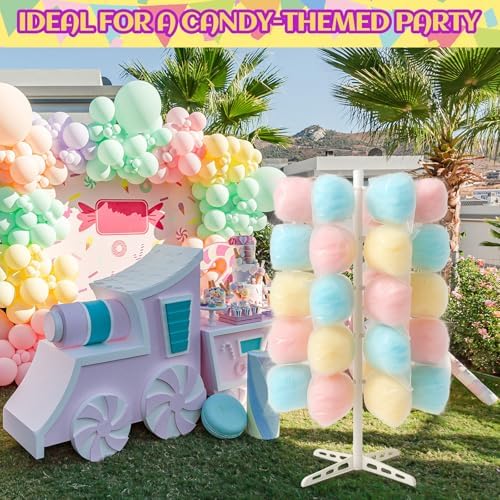 1 Pack Plastic Cotton Candy Stand 5.25 ft Tall Cake Pop Stand with 48 Holes Adjustable Cotton Candy Floor, alternate view 6