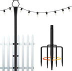 1 Pack String Light Poles for Outside, 9Ft Light Poles for Outdoor String LightsAdjustable Outdoor Light Poles