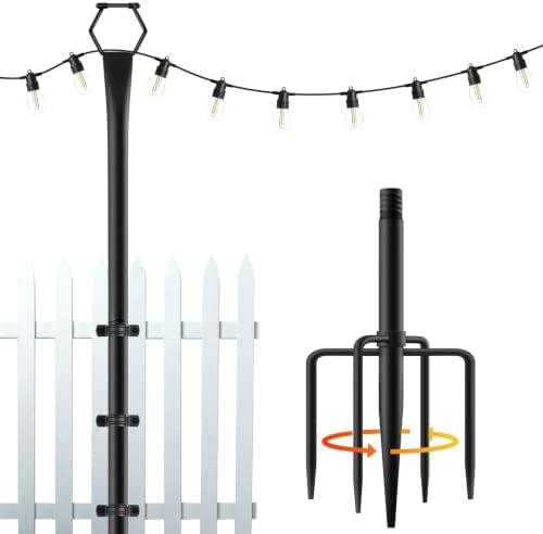 1 Pack String Light Poles for Outside, 9Ft Light Poles for Outdoor String LightsAdjustable Outdoor Light Poles
