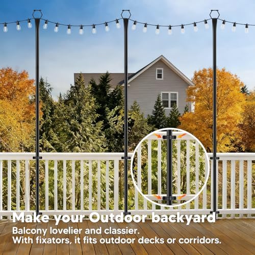 1 Pack String Light Poles for Outside, 9Ft Light Poles for Outdoor String LightsAdjustable Outdoor Light Poles, alternate