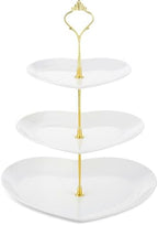 1 Pack Wedding 3 Tier Cupcake Stand Heart Shaped 3 Tiered Serving Trays for Party Plastic Tray Dessert Cupcake
