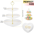 1 Pack Wedding 3 Tier Cupcake Stand Heart Shaped 3 Tiered Serving Trays for Party Plastic Tray Dessert Cupcake, alternate
